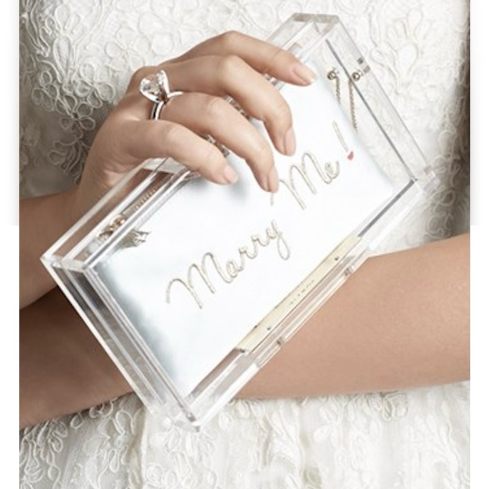 Stunning Charlotte Olympia 'Marry me' transparent clutch
